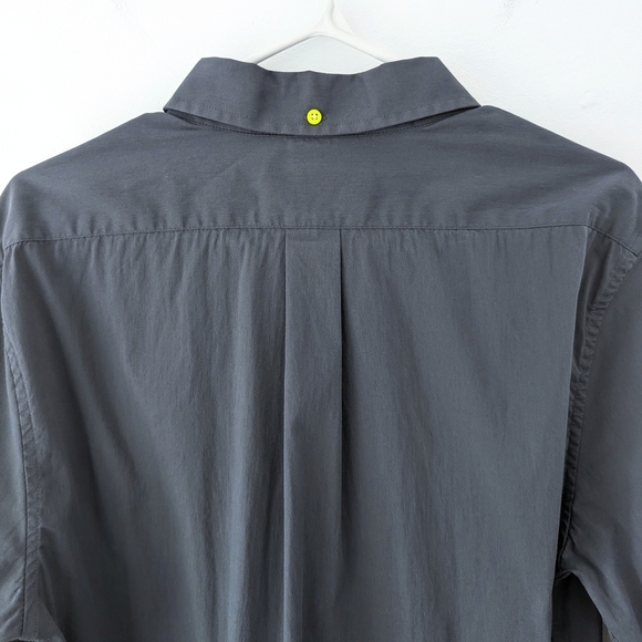 Le 31 Men's Blue-gray + Neon Yellow Buttons Long Sleeve Dress Shirt - Size Large - Picture 5 of 7